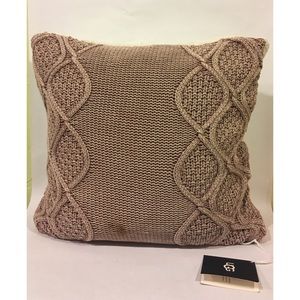 Ugg Boulder Pink Cable Knit Throw Pillow Cotton